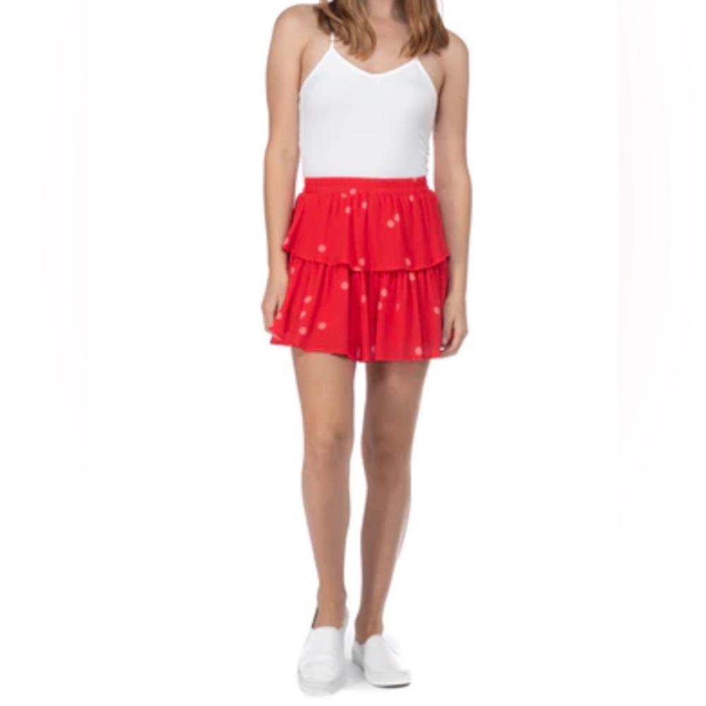 NWT BTFL-Life polka dot red layered mini skirt, Palmer, medium (bin H)